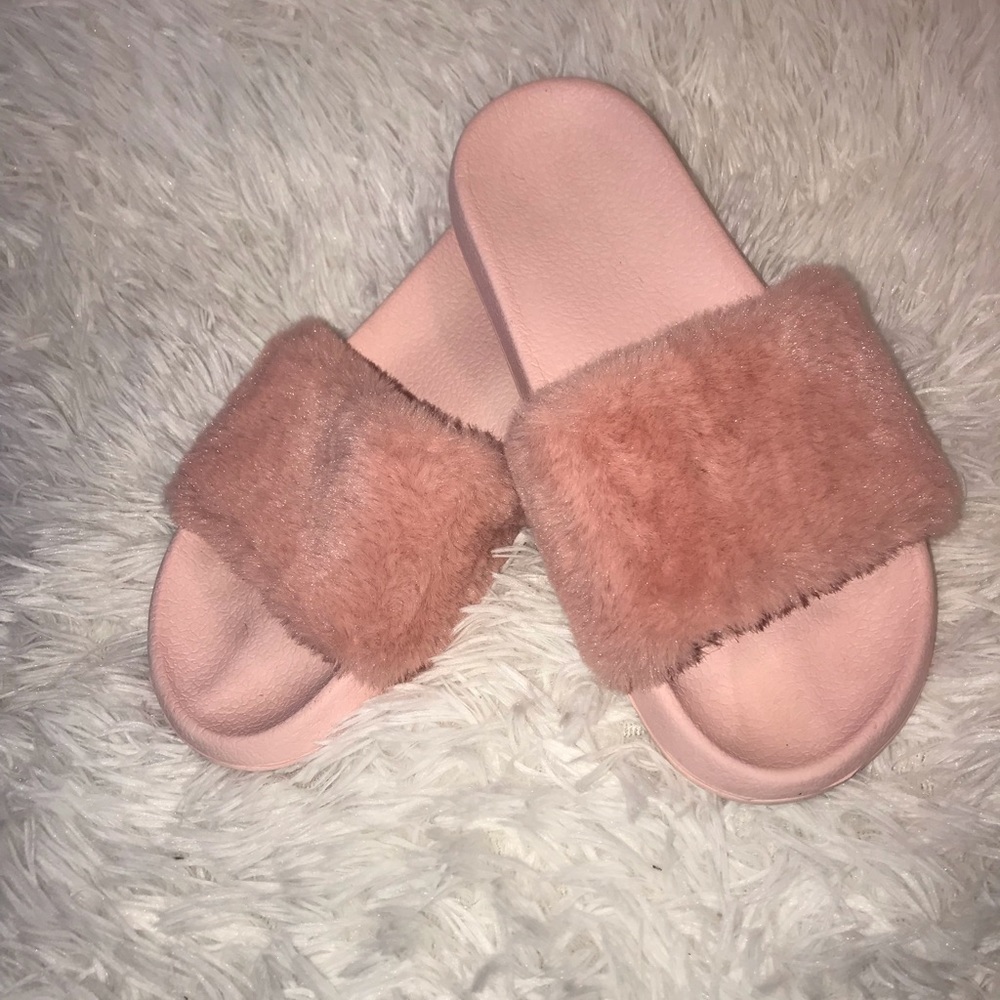 Pink furry slides used